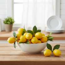 Itens Ramo de limão decorativo de 16 cm, com 3 frutas artificiais.