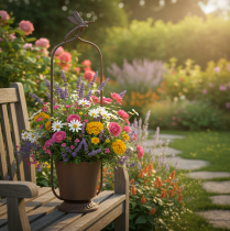 Itens Vaso vintage com treliça, design de libélula, metal, Ø16/A62cm