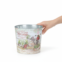 Itens Vaso de metal redondo para flores/jardim Fresh Garden H21cm