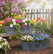 Itens Tigela oval de metal, preta e cinza, estilo vintage, 32,5/37 cm, conjunto de 2.