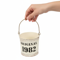 Itens Balde decorativo com alça “Original 1982” Creme Ø12/10cm Conjunto de 2 peças
