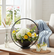 Itens Tigela com pé, anel decorativo, metal, antracite, 29 cm de altura, 2 peças