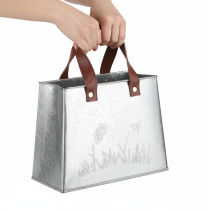 Itens Saco decorativo, prateado, branco, marrom, metal, vaso de plantas, 22 cm de comprimento, 2 peças