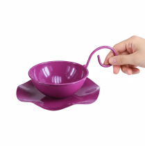 Itens Xícara de chá decorativa de metal com pires, roxa, Ø11,5cm, A8cm, 2 peças