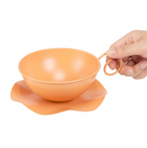 Itens Xícara decorativa Ø16cm A9cm com prato de metal, laranja, 2 peças