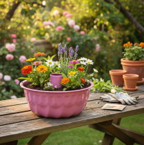 Itens Tigela decorativa de metal, forma para bolo Bundt, rosa, Ø23cm, A12cm