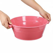 Itens Vaso de metal rosa em formato de flor, com alças, redondo, Ø33,5 cm