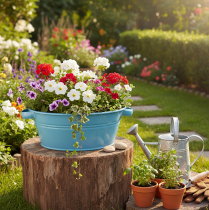 Itens Tigela redonda com alça, tigela decorativa, tigela para flores, azul, Ø33,5 cm