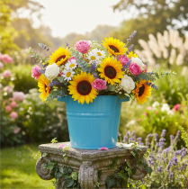 Itens Vaso/cachepô decorativo de metal na cor azul, 31 cm x 26 cm x 21,5 cm