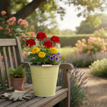 Itens Balde/vaso de metal em amarelo-esverdeado, 26x22,5x23cm, 6 litros