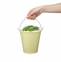 Itens Balde/vaso de metal em amarelo-esverdeado, 26x22,5x23cm, 6 litros