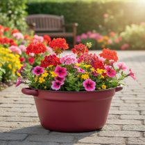 Itens Balde de metal com alças, vaso decorativo para plantas, vermelho, Ø20,5 cm, A10,5 cm