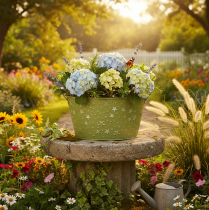 Itens Tigela de metal com estrelas e alças, verde, Ø20cm, A11,5cm