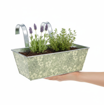 Itens Floreira com suporte, para varanda, em metal, 35x15cm, A13cm