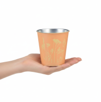 Itens Vaso de metal para flores, com estampa de pêssego, Ø10,5cm A10,5cm