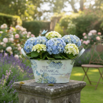 Itens Vaso de metal com alças, em formato de hortênsia, 26×13×14,5cm