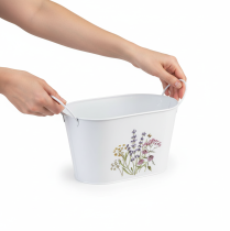 Itens Vaso de metal para flores, floreira, cachepô, 27×16×15,5cm