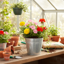 Itens Vaso de metal com alças, balde decorativo, Ø16cm A15cm