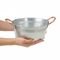 Itens Vaso redondo para flores com alças, em metal, Ø21cm, A9,5cm