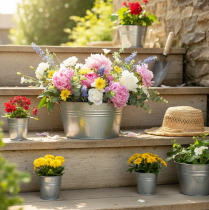 Itens Vaso redondo para flores com alças, vaso de metal Ø17,5cm A9cm