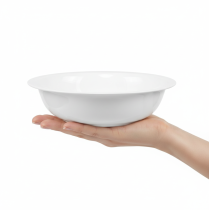 Itens Tigela de metal com acabamento em esmalte branco, Ø29cm, A7,5cm