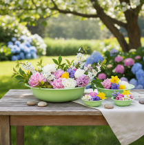 Itens Tigela decorativa de metal, verde, com acabamento em esmalte, Ø29cm