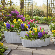 Itens Tigela oval de metal branca e prateada, 32,5 cm/37 cm, conjunto de 2.