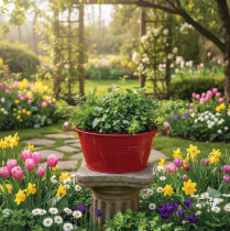 Itens Vaso decorativo com alças, vaso de metal para flores, vermelho, Ø29cm, A14,5cm