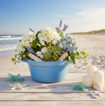 Itens Vaso/tigela decorativa, metal azul, estilo shabby chic, Ø21cm, A10,5cm