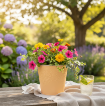 Itens Vaso de metal, laranja pastel, Ø13,5cm A12,5cm