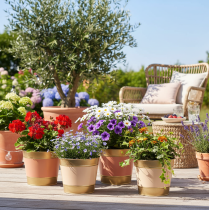 Itens Vaso de metal para plantas/flores, Ø17cm A14,5cm, conjunto com 4 peças