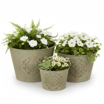 Itens Vaso de metal verde, estilo vintage, Ø22cm–13,5cm, conjunto de 3