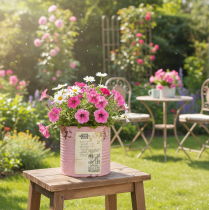 Itens Lata decorativa, rosa antiga, lata de metal para plantio, Ø11cm A10,5cm