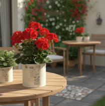 Itens Vaso de lata creme em metal estilo shabby chic Ø11cm A10,5cm