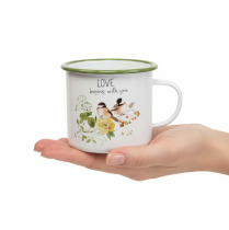 Itens Vaso de esmalte para plantio, com inscrição, Ø11cm