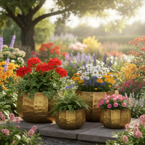 Itens Vaso decorativo de metal, latão, Ø22/18/14cm, conjunto de 3