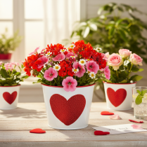 Itens Vaso de flores branco com coração vermelho, floreira, Ø13cm A10,5cm
