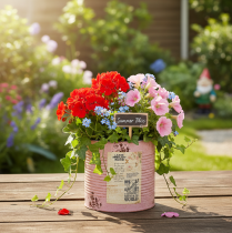 Itens Vaso de plantas, rosa antiga, caixa de metal decorativa, vintage, Ø15,5cm A15cm