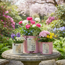 Itens Conjunto de vasos de flores para varanda e jardim, decoração de floreira, estilo vintage, 15 cm, 3 peças