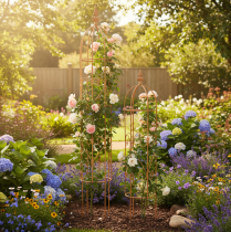 Itens Treliça de jardim, suporte para roseiras e outras plantas trepadeiras, ideal para o design do jardim, 108 cm, conjunto de 2.