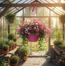 Itens Cesta suspensa vaso rosa com furos Ø25cm Alt.50cm