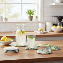 Itens Bases para copos decorativas de cerâmica limão redondas sortidas Ø10,5cm 6 unidades