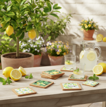 Itens Porta-copos Limões Cortiça Cerâmica Verão Sortido 19,5cm 6 peças