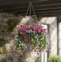 Itens Cesto de metal para pendurar decoração de metal branco cinza Ø24cm Alt.19cm