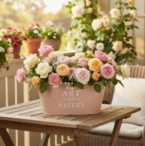 Itens Vaso oval de zinco para flores, rosa antiga, 27×18cm, A12,5cm