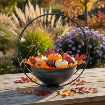 Itens Tigela decorativa de metal com anel decorativo, antracite, Ø22,5cm, A33cm