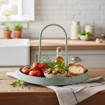 Itens Bandeja decorativa para uso na cozinha e para enfeitar a mesa de jantar, com alça alta, 18 cm