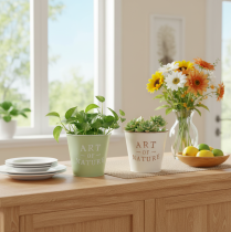 Itens Vaso Art of Nature com inscrição, decoração para peitoril de janela e sala de estar, 15 cm, 2 peças