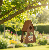 Itens Casinha de pássaros decorativa para pendurar, decoração em tom ferrugem, 17,5 cm