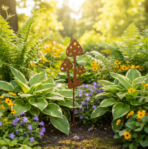 Itens Estaca de jardim em aço corten, estaca decorativa para planta Amanita muscaria, 10 cm, 6 peças
